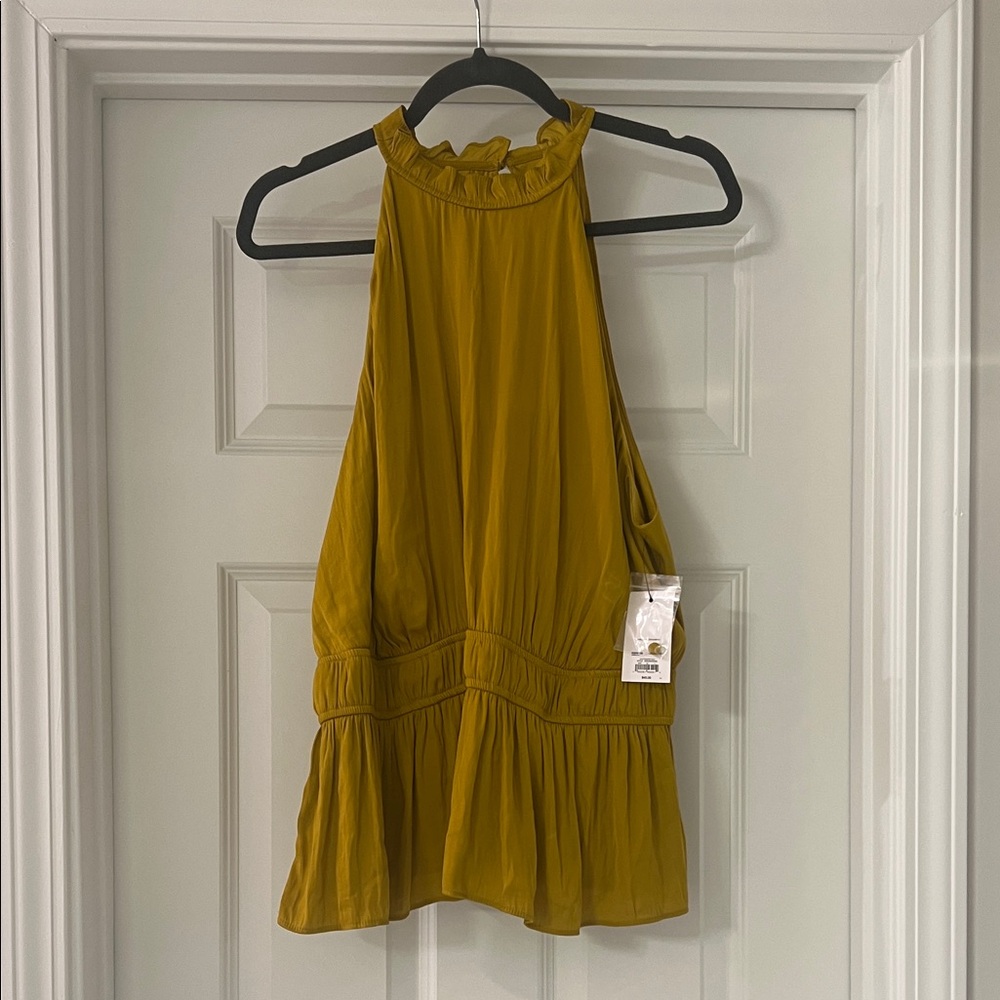Nine West Ruffled Halter Camisole in Mustard Yellow